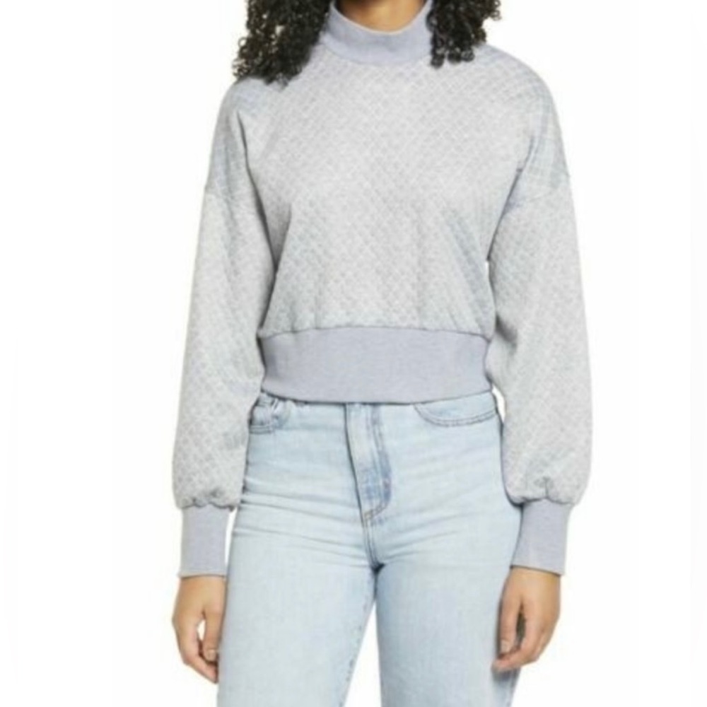 Socialite textured mock neck sweatshirt, XS